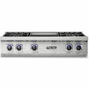 Viking 36 Inch Wide 4 Burner Gas Rangetop with Stainless Steel Griddle Stainless Steel