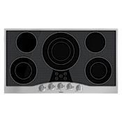 Viking 36 Inch Wide Built-In Electric Cooktop with QuickCook Surface Elements Stainless Steel / Black Glass