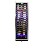 Vinotemp 24 Inch Wide 141 Bottle Capacity Free Standing Wine Cooler with Touch Screen Controls and Left Hinged Door with Lock Stainless Steel