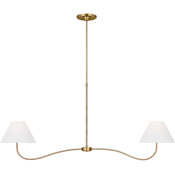Visual Comfort Laguna 2 Light 52" Wide Linear Chandelier Burnished Brass