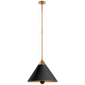 Visual Comfort Cleo 20" Pendant in with Frosted Acrylic by Kelly Wearstler Antique Burnished Brass / Black