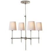 Visual Comfort Bryant 26" Small Chandelier with Natural Paper Shades by Thomas O'Brien Antique Nickel