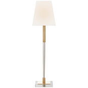 Visual Comfort Reagan 30" Buffet Lamp with Linen Shade by Chapman & Myers Antique Burnished Brass / Crystal