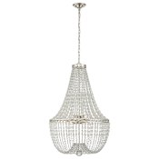 Visual Comfort Linfort 24" Basket Form Chandelier with Clear Glass Trim by E.F. Chapman Polished Nickel
