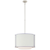 Visual Comfort Eyre 21" Medium Hanging Shade with Linen Shade by kate spade NEW YORK Polished Nickel / Linen / Lilac