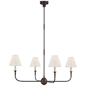 Visual Comfort Piaf 4 Light 39" Wide Chandelier Aged Iron / Ebonized Oak