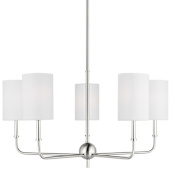 Visual Comfort Foxdale 5 Light 26" Wide Chandelier with Linen Shades Brushed Nickel