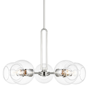 Visual Comfort Codyn 5 Light 26" Wide Chandelier with Clear Glass Shades Brushed Nickel