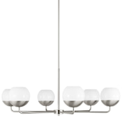 Visual Comfort Alvin 6 Light 38" Wide LED Chandelier with Frosted Glass Shades Brushed Nickel