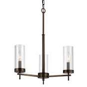 Visual Comfort Zire 3 Light 18" Wide Outdoor Pillar Candle Chandelier / Semi-Flush Ceiling Fixture Brushed Oil Rubbed Bronze