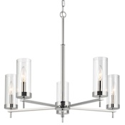 Visual Comfort Zire 5 Light 26" Wide Outdoor Pillar Candle Chandelier Chrome