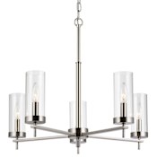 Visual Comfort Zire 5 Light 26" Wide Outdoor Pillar Candle Chandelier Brushed Nickel