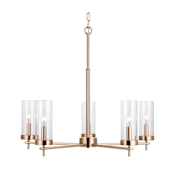 Visual Comfort Zire 5 Light 26" Wide LED Outdoor Pillar Candle Chandelier Satin Brass