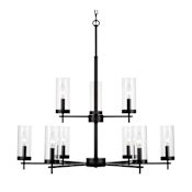 Visual Comfort Zire 9 Light 32" Wide Outdoor Pillar Candle Chandelier Midnight Black