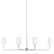 Visual Comfort Foxdale 6 Light 44" Wide Linear Chandelier with Linen Shades Brushed Nickel