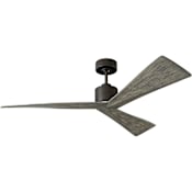 Visual Comfort Adler 52" 3 Blade Indoor/ Outdoor Ceiling Fan with Remote Control Included Aged Pewter