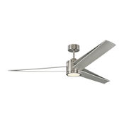Visual Comfort Armstrong 60" 3 Blade Smart LED Indoor / Outdoor Ceiling Fan with Remote Control Included Brushed Steel