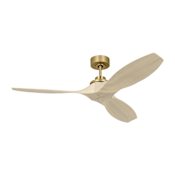 Visual Comfort Collins Smart 52" 3 Blade Smart Indoor / Outdoor Ceiling Fan with Remote Control Included Burnished Brass