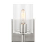 Visual Comfort Fullton 8" Tall LED Bathroom Sconce with Clear Glass Shade Brushed Nickel