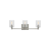 Visual Comfort Fullton 3 Light 25" Wide LED Vanity Light with Clear Glass Shades Brushed Nickel