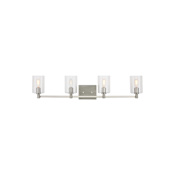 Visual Comfort Fullton 4 Light 35" Wide LED Vanity Light with Clear Glass Shades Brushed Nickel