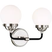 Visual Comfort Cafe 2 Light 14" Wide LED Bathroom Vanity Light Brushed Nickel