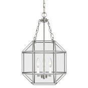 Visual Comfort Morrison 3 Light 14" Wide Taper Candle Pendant with Clear Glass Shade Brushed Nickel