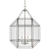 Visual Comfort Morrison 3 Light 19" Wide LED Taper Candle Pendant with Clear Glass Shade - Bulbs Included Brushed Nickel
