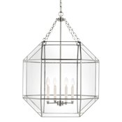 Visual Comfort Morrison 4 Light 23" Wide LED Taper Candle Pendant with Clear Glass Shade - Bulbs Included Brushed Nickel