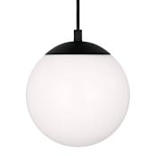 Visual Comfort Leo 8" Wide Mini Pendant with Smooth White Glass Shade Midnight Black
