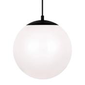 Visual Comfort Leo 12" Wide Pendant with Smooth White Glass Shade Midnight Black