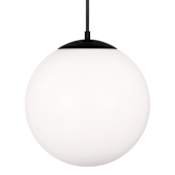 Visual Comfort Leo 14" Wide Pendant with Smooth White Glass Shade Midnight Black
