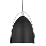Visual Comfort Norman 6" Wide LED Mini Pendant with Midnight Black Shade - Bulb Included Chrome