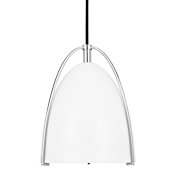 Visual Comfort Norman 6" Wide LED Mini Pendant with Matte White Shade - Bulb Included Chrome
