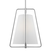 Visual Comfort Allis 15" Wide LED Pendant with Linen Shade Brushed Nickel