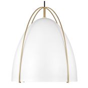 Visual Comfort Norman Single Light 13" Wide Pendant Satin Brass / White