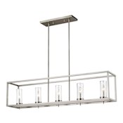 Visual Comfort Zire 5 Light 48" Wide LED Outdoor Pillar Candle Chandelier Brushed Nickel