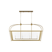 Visual Comfort Charleston 4 Light 46" Wide LED Taper Candle Linear Chandelier - Bulbs Included Satin Brass