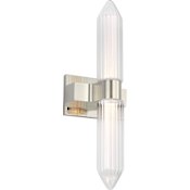 Visual Comfort Langston 8" Tall LED Bathroom Sconce with Shades Polished Nickel
