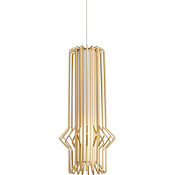 Visual Comfort Mini Syrma Single Light 5" Wide LED FreeJack Metal Cage Pendant with Inner Frosted White Shade Satin Nickel / Matte Black / 3000K