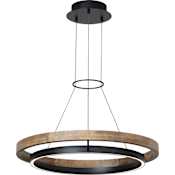 Visual Comfort Grace Single Light 30" Wide LED Ring Chandelier Matte Black / Weathered Oak Wood / 3000K