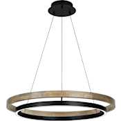 Visual Comfort Grace 36" Wide LED Ring Chandelier Matte Black / Weathered Oak Wood