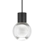 Visual Comfort Mina Single Light 5" Wide LED Pendant with a Clear Outer and Inner Etched Glass Spheres - 3000K Black / Black Cord