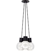 Visual Comfort Mina 3 Light 10-3/32" Wide LED Multi Light Pendant with a Clear Outer and Inner Etched Glass Spheres and Warm Color Dimming Black / Black Cord