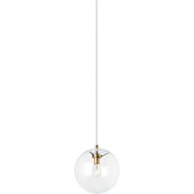 Visual Comfort Palona 14" Wide LED Pendant with Clear Glass Shade and LED Bulb with Adjustable Color Temperature Aged Brass