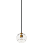Visual Comfort Sedona Grande Single Light 7-1/12" Wide Line-Voltage Suspension LED Pendant with a Smooth Transparent Glass Shade Clear Shade with Aged Brass Finish / 2700K
