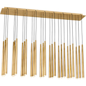 Visual Comfort Pylon 27 Light 12" Wide LED Linear Chandelier Natural Brass