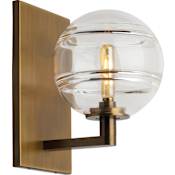 Visual Comfort Sedona Single Light 9" High LED Wall Sconce with a Glass Globe Shade Aged Brass / Clear
