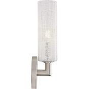 Visual Comfort Vetra Single Light 13" Tall Wall Sconce with Linen Weave Glass Shade - ADA Compliant Satin Nickel