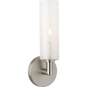 Visual Comfort Vetra Single Light 13" Tall LED Wall Sconce with Linen Weave Glass Shade and 2700K LED Bulb - ADA Compliant Satin Nickel